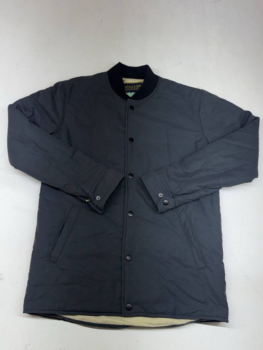 Mollusk Surfwear Jacket Blue Gray Quilted Bomber Coach Coastal Workwear Men’s S